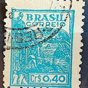 Selo Regular Cod RHM 466 Netinha Trigo Cr$ 0,40 Filigrana Q 1946 Circulado 5