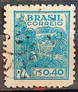 Selo Regular Cod RHM 466 Netinha Trigo Cr$ 0,40 Filigrana Q 1946 Circulado 7