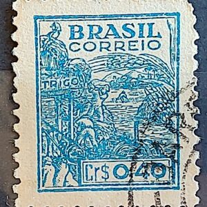 Selo Regular Cod RHM 466 Netinha Trigo Cr$ 0,40 Filigrana Q 1946 Circulado 8