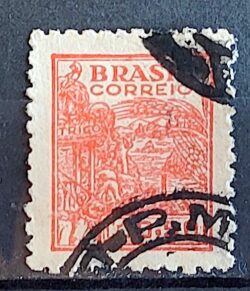 Selo Regular Cod RHM 467 Netinha Trigo Cr$ 0,50 Filigrana Q 1949 Circulado 4