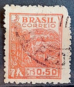 Selo Regular Cod RHM 467 Netinha Trigo Cr$ 0,50 Filigrana Q 1949 Circulado 5