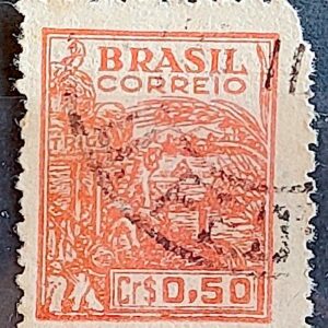 Selo Regular Cod RHM 467 Netinha Trigo Cr$ 0,50 Filigrana Q 1949 Circulado 5