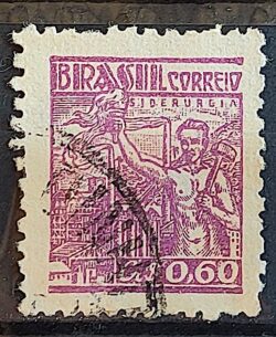 Selo Regular Cod RHM 468 Netinha Siderurgia Cr$ 0,60 Filigrana Q 1948 Circulado 6