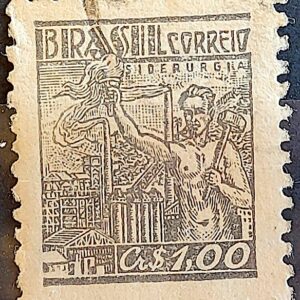 Selo Regular Cod RHM 470 Netinha Siderurgia Cr$ 1,00 Filigrana Q 1947 Circulado 1