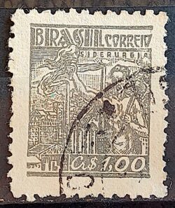 Selo Regular Cod RHM 470 Netinha Siderurgia Cr$ 1,00 Filigrana Q 1947 Circulado 2