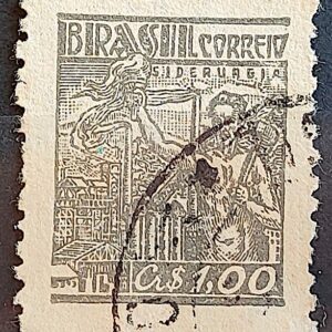 Selo Regular Cod RHM 470 Netinha Siderurgia Cr$ 1,00 Filigrana Q 1947 Circulado 2