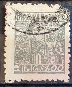 Selo Regular Cod RHM 470 Netinha Siderurgia Cr$ 1,00 Filigrana Q 1947 Circulado 5