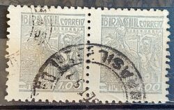 Selo Regular Cod RHM 470 Netinha Siderurgia Cr$ 1,00 Filigrana Q 1947 Circulado Dupla