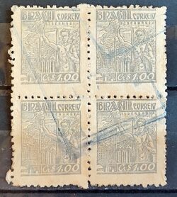 Selo Regular Cod RHM 470 Netinha Siderurgia Cr$ 1,00 Filigrana Q 1947 Circulado Quadra 2