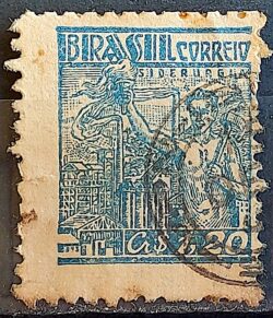 Selo Regular Cod RHM 471 Netinha Siderurgia Cr$ 1,20 Filigrana Q 1947 Circulado 3