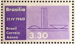 A 93 Selo Aereo Inauguracao de Brasilia Congresso Nacional 1960