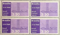 A 93 Selo Aereo Inauguracao de Brasilia Congresso Nacional 1960 Quadra