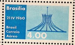 A 94 Selo Aereo Inauguracao de Brasilia Catedral Religiao 1960