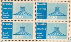 A 94 Selo Aereo Inauguracao de Brasilia Catedral Religiao 1960 Quadra