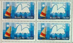 C 1087 Selo Brasiliana Veleiro Esporte Iatismo 1979 Quadra