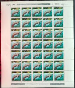 C 1092 Selo Parque Nacional da Amazonia Fauna Peixe Boi 1979 Folha