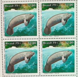 C 1092 Selo Parque Nacional da Amazonia Fauna Peixe Boi 1979 Quadra