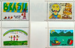 C 1412 Selo Semana da Patria Arte Dom Pedro Navio 1984 Serie Completa