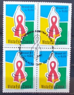 C 2028 Selo Campanha Contra a Aids Saude 1997 Quadra CBC DF