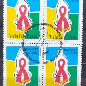 C 2028 Selo Campanha Contra a Aids Saude 1997 Quadra CBC DF