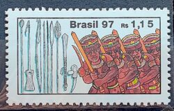 C 2029 Selo do Bloco Cultura Indigena Armas Indio 1997