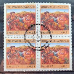 C 2042 Selo Emiliano Di Cavalcanti Ciganos Arte 1997 Quadra CBC RJ