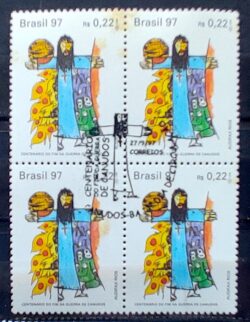 C 2045 Selo Centenario Guerra dos Canudos Antonio Conselheiro Religiao Militar 1997 Quadra CBC BA