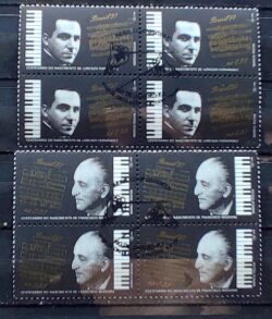 C 2048 Selo Compositores Brasileiros Piano Musica Francisco Mignone 1997 Quadra CBC RJ Serie Completa