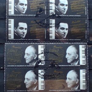 C 2048 Selo Compositores Brasileiros Piano Musica Francisco Mignone 1997 Quadra CBC RJ Serie Completa