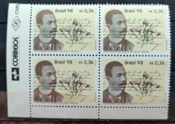 C 2078 Selo Cruz e Sousa Literatura 1998 Quadra Vinheta Correios