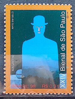 C 2163 Selo Bienal de Sao Paulo Magritte Arte 1998