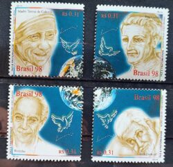 C 2173 Selo Paz e Fraternidade Betinho Madre Teresa de Calcuta Frei Galvao Frei Damiao 1998 Serie Completa Separados