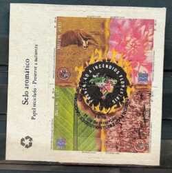 C 2203 Selo Parques Nacionais Incendios Florestais Tamandua IBAMA Mapa 1999 CBC ES Vinheta Esq