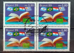 C 2220 Selo Dia do Patrimonio Cultural do Mercosul Livro Bandeira 1999 Quadra CBC DF