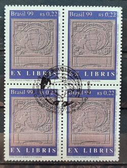 C 2225 Selo Ex Libris da Biblioteca Nacional do Rio de Janeiro Mapa 1999 Quadra CBC RJ