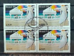 C 2228 Selo Antonio Carlos Jobim Piano Musica Praia 1999 Quadra CBC RJ