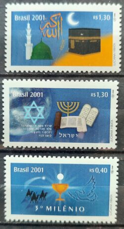 C 2355 Selo Novo Milenio Judaismo Israel Islamismo Catolicismo 2001 Serie Completa