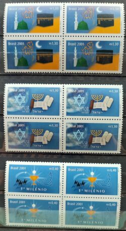 C 2355 Selo Novo Milenio Judaismo Israel Islamismo Catolicismo 2001 Serie Completa Quadra
