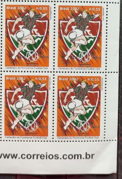 C 2471 Selo Centenario do Fluminense Futebol 2002 Quadra Vinheta Site