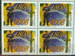 C 2746 Selo 200 Anos Policia Civil Bandeira Arma Militar Espada 2008 Quadra