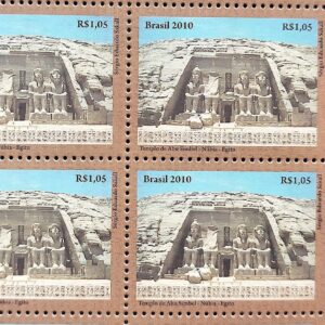 C 3001 Selo Relacoes Diplomaticas Egito Templo Abu Simbel Nubia 2010 Quadra Codigo de Barras