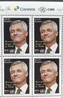 C 3375 Selo Sergio Vieira de Mello Personalidade UPAEP 2014 Quadra Vinheta Correios