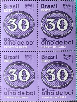 C 4108 Selo 180 Anos Olho de Boi 30 Reis 2023 Quadra