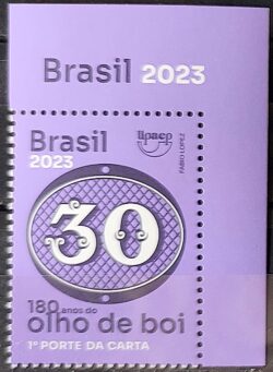 C 4108 Selo 180 Anos Olho de Boi 30 Reis 2023 Vinheta Brasil