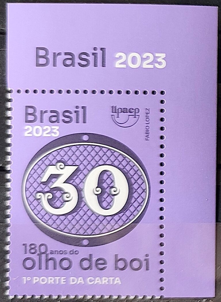 C 4108 Selo 180 Anos Olho de Boi 30 Reis 2023 Vinheta Brasil ⋆