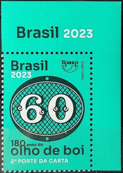 C 4109 Selo 180 Anos Olho de Boi 60 Reis 2023 Vinheta Brasil