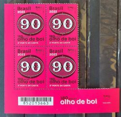 C 4110 Selo 180 Anos Olho de Boi 90 Reis 2023 Quadra Codigo de Barras