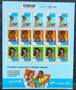 C 4111 Selo Dia Mundial da Amamentacao Mulher Crianca Saude UNICEF 2023 Folha
