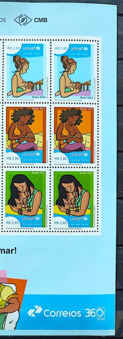 C 4111 Selo Dia Mundial da Amamentacao Mulher Crianca Saude UNICEF 2023 Sexitlha Vinheta Correios