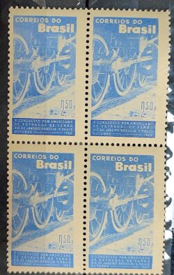 C 452 Selo Congresso Panamericano de Estradas de Ferro Trem 1960 Quadra 1